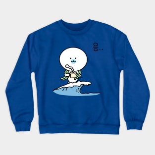 Seal with coffee on a wave Crewneck Sweatshirt